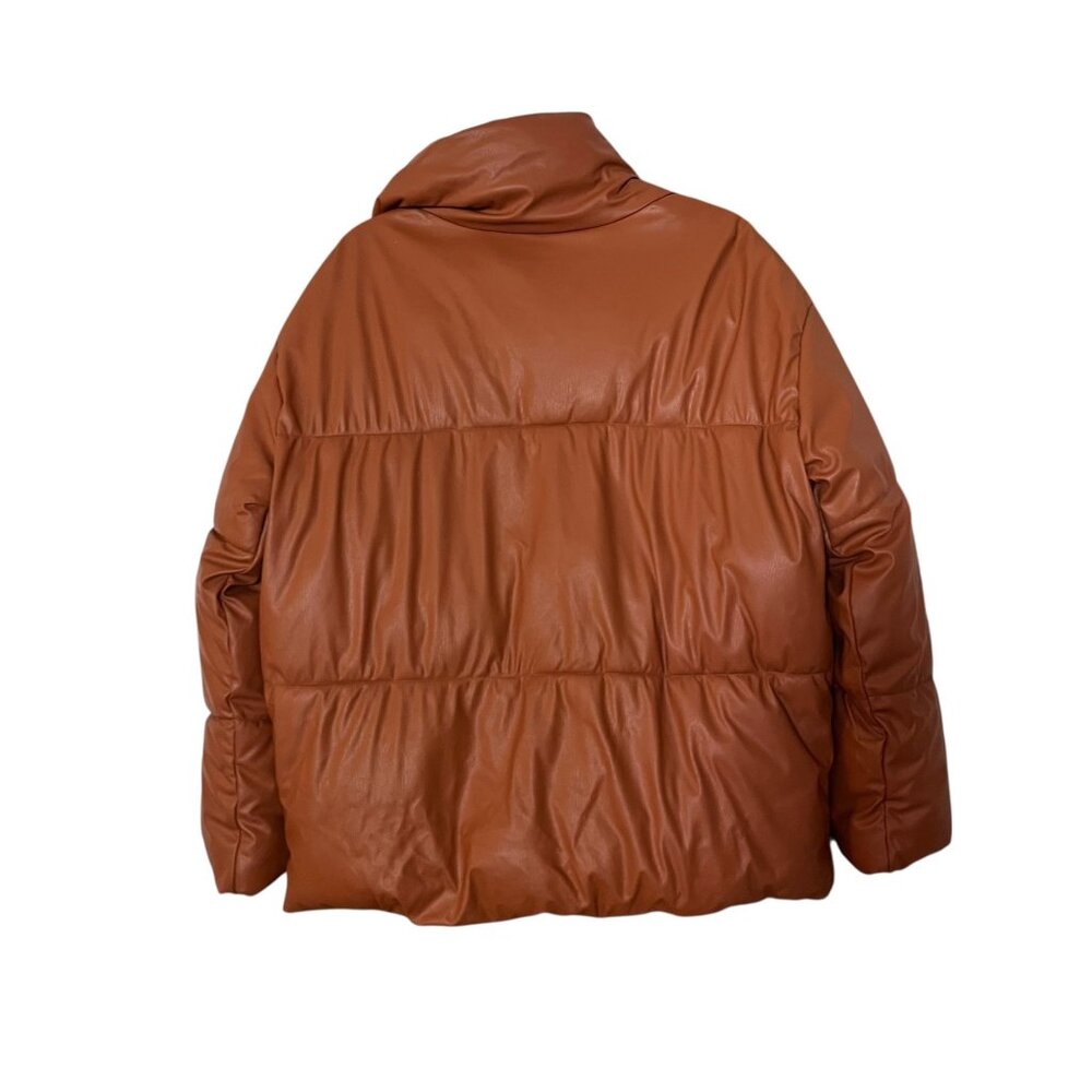 NVLT Berber Vegan Leather Brown Anthropologie Puffer Coat Size Medium Womens - Picture 2 of 6